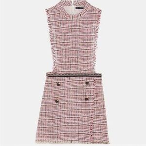 Zara Pink and White Sheath Jumper with Mandarin Collar